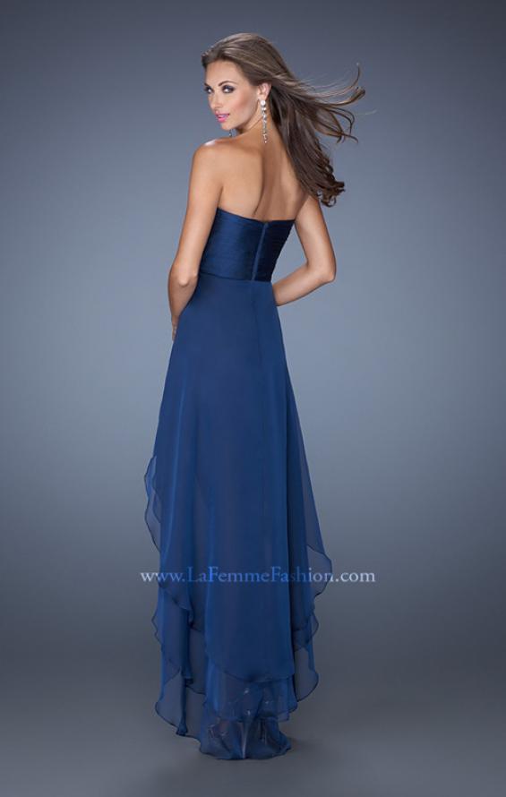 Picture of: Strapless High Low Prom Dress with Tiered Skirt in Blue, Style: 19471, Back Picture
