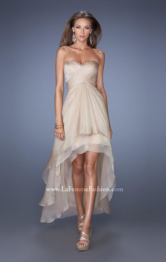 Picture of: Strapless High Low Prom Dress with Tiered Skirt in Nude, Style: 19471, Detail Picture 3
