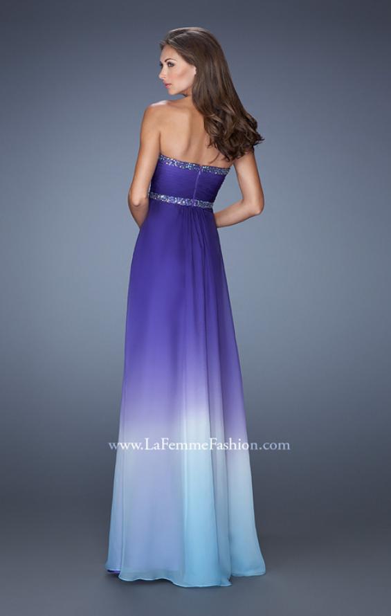 Picture of: Strapless Ombre Long Prom Dress with Beaded Details in Purple, Style: 19652, Back Picture