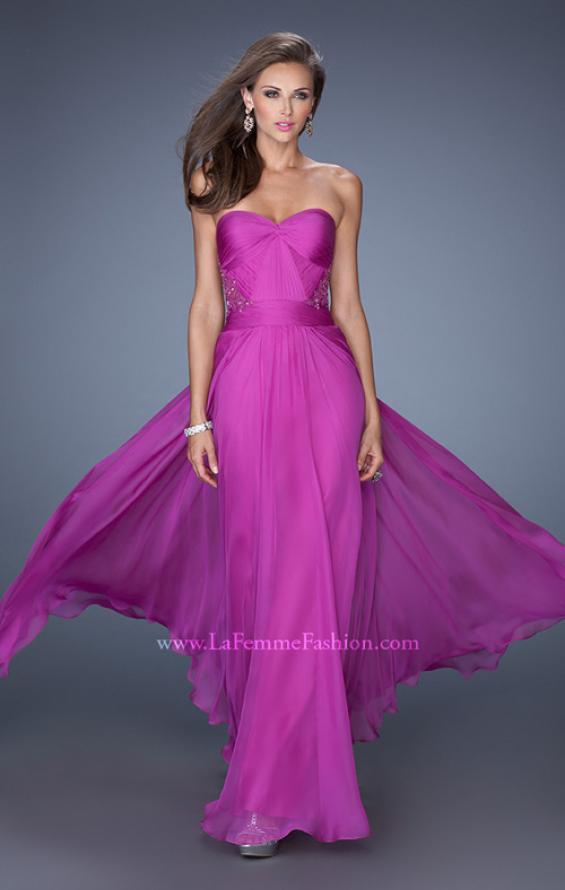 Picture of: Strapless Chiffon Prom Dress with Intricately Pleated Bodice in Pink, Style: 19662, Main Picture