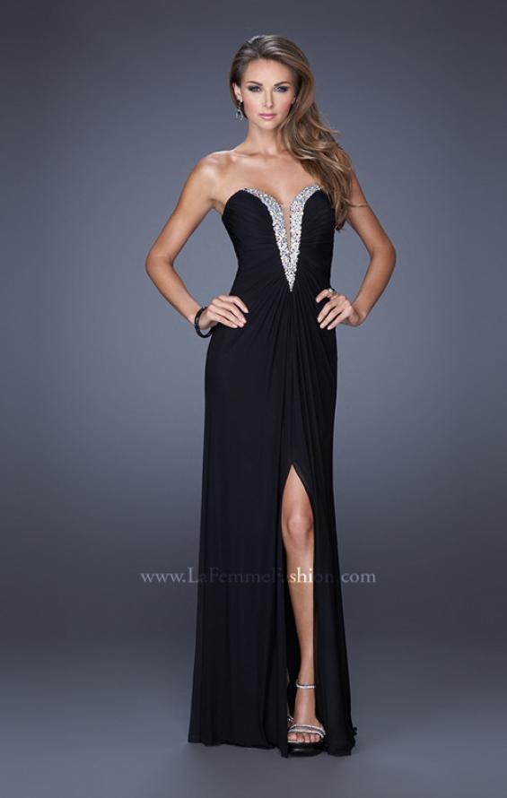 Picture of: Long Strapless Prom Dress with Bedazzled Sweetheart Bodice in Black, Style: 19679, Detail Picture 2