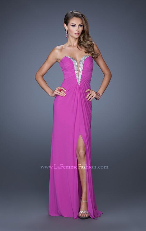 Picture of: Long Strapless Prom Dress with Bedazzled Sweetheart Bodice in Purple, Style: 19679, Detail Picture 3