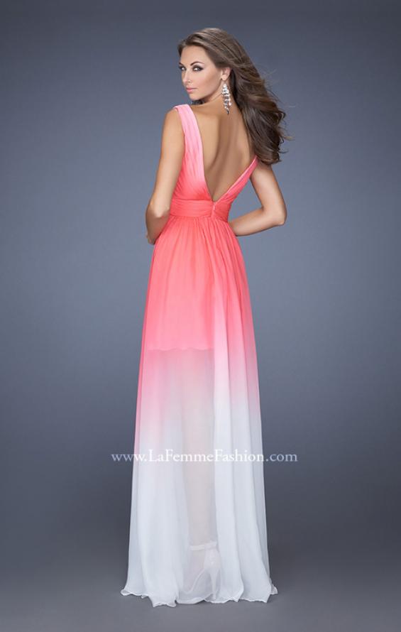 Picture of: Ombre Chiffon Prom Gown with a Sheer Skirt in Pink, Style: 19752, Back Picture