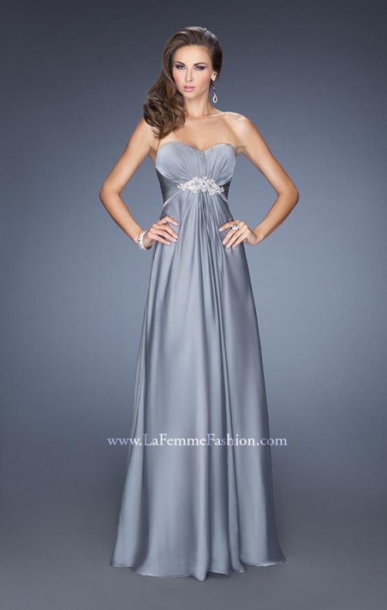 Picture of: Long Strapless Chiffon Prom Gown with Beaded Embroidery in Silver, Style: 19759, Detail Picture 2