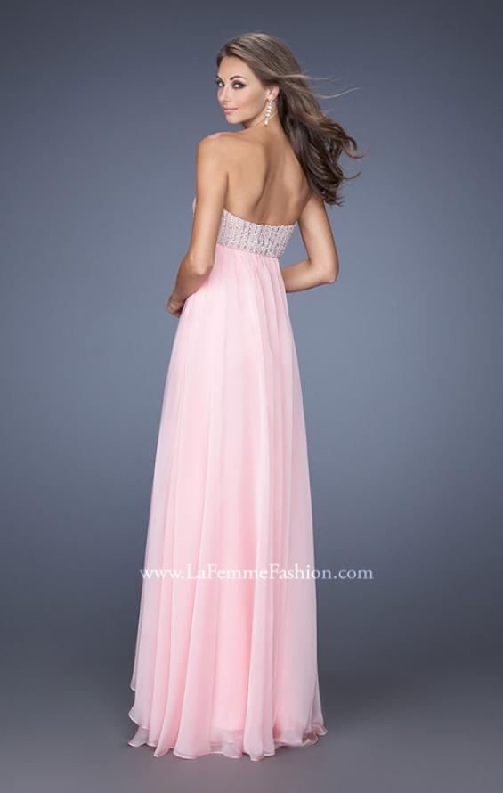 Picture of: Empire Waist Chiffon Gown with Tiered Layered Skirt in Pink, Style: 19831, Back Picture
