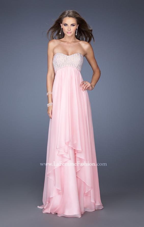 Picture of: Empire Waist Chiffon Gown with Tiered Layered Skirt in Pink, Style: 19831, Detail Picture 2