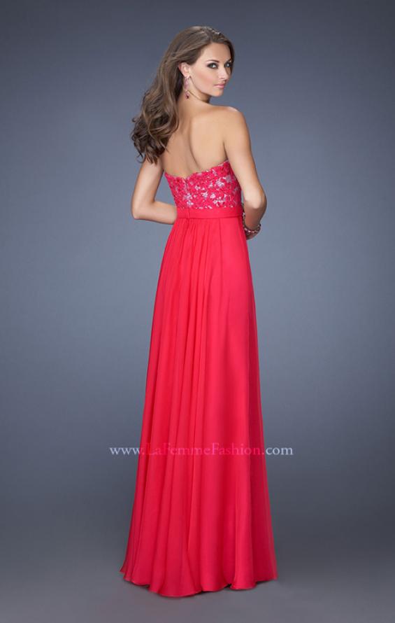 Picture of: Long Chiffon Prom Dress with Sequins and Lace Overlay in Pink, Style: 19834, Back Picture