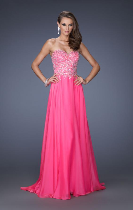 Picture of: Long Sweetheart Neckline Prom Gown with Rhinestones in Pink, Style: 19856, Detail Picture 1