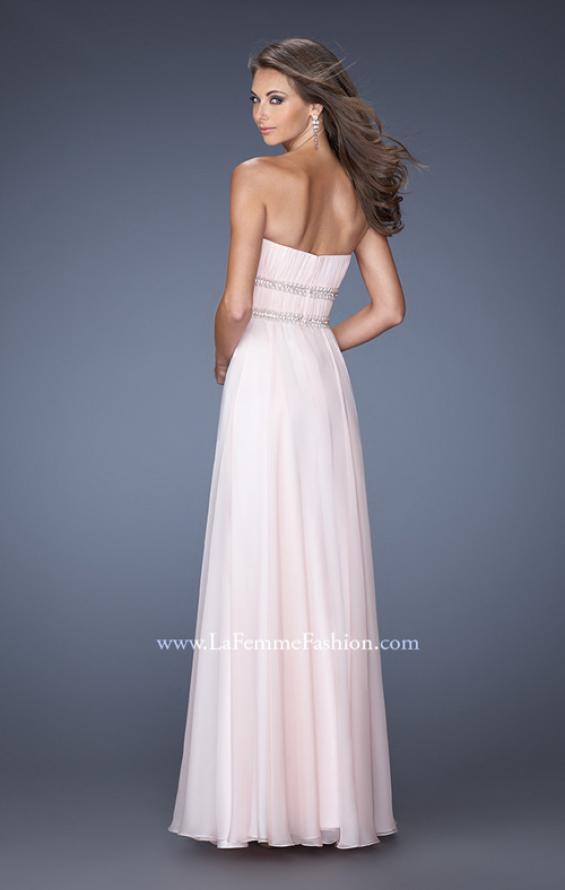 Picture of: Long Strapless Prom Dress with Rhinestone Belts in Pink, Style: 19875, Back Picture