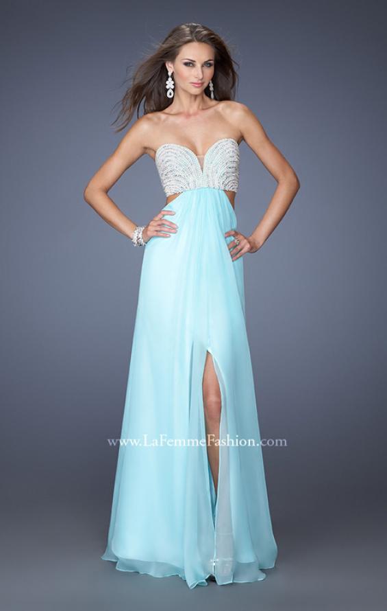 Picture of: Embellished Long Prom Dress with Center Slit in Blue, Style: 19927, Main Picture