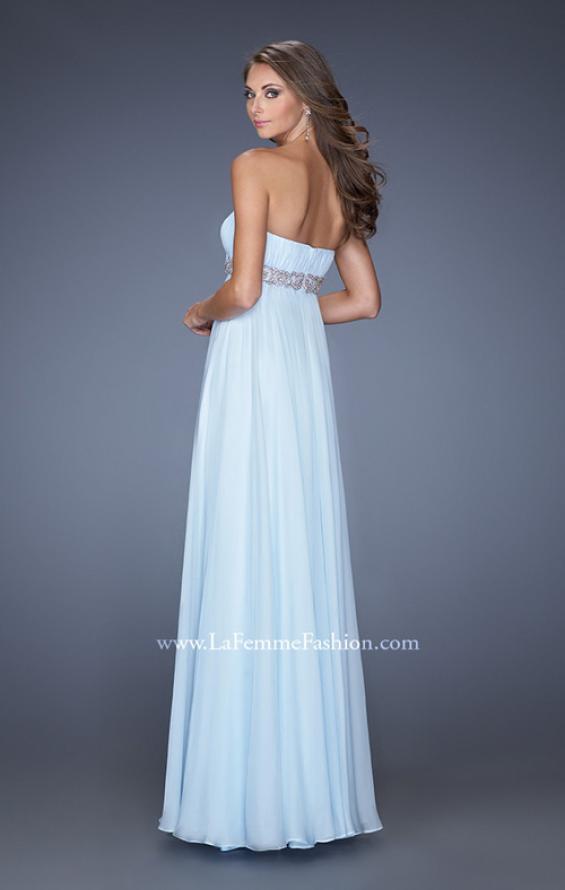 Picture of: Ling Empire Waist Prom Dress with Pleated Bodice in Blue, Style: 19996, Back Picture