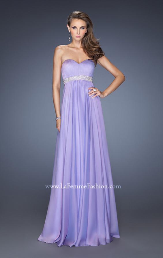Picture of: Ling Empire Waist Prom Dress with Pleated Bodice in Purple, Style: 19996, Detail Picture 3