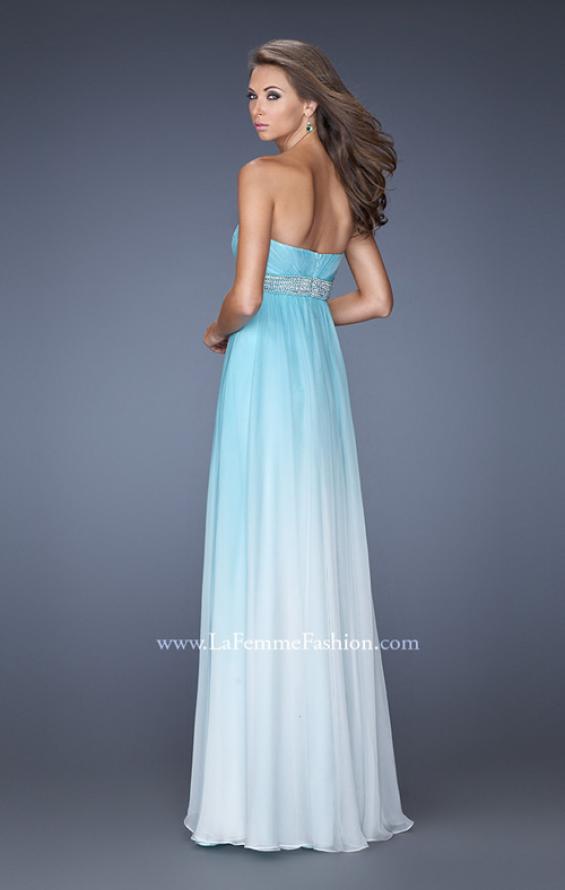 Picture of: Ombre Dyed Long Prom Gown with Plunging Neckline in Blue, Style: 20005, Back Picture