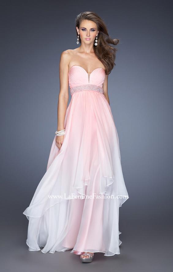 Picture of: Ombre Dyed Long Prom Gown with Plunging Neckline in Pink, Style: 20005, Detail Picture 1