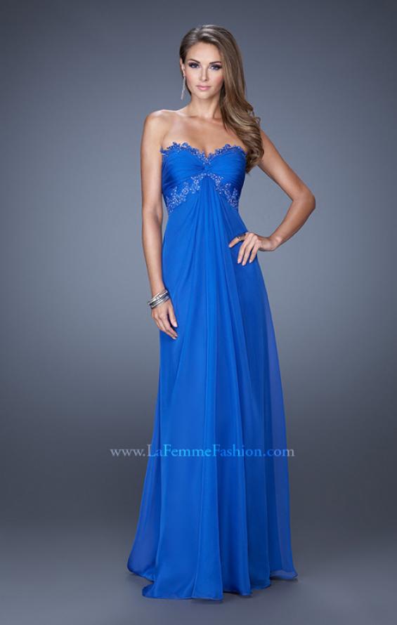 Picture of: Strapless Prom Gown with Empire Waist and Jewels in Blue, Style: 20042, Detail Picture 2