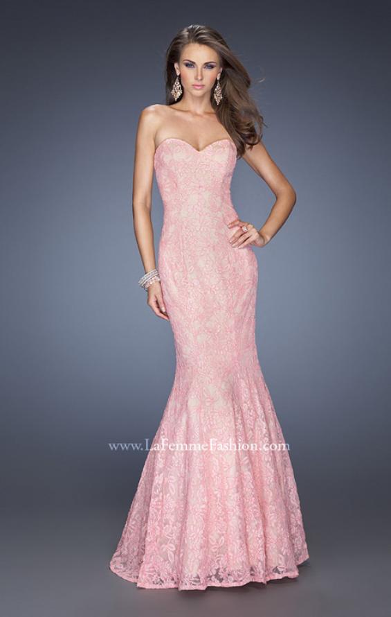 Picture of: Lace Mermaid Prom Dress with Fitted Silhouette in Pink, Style: 20047, Detail Picture 1