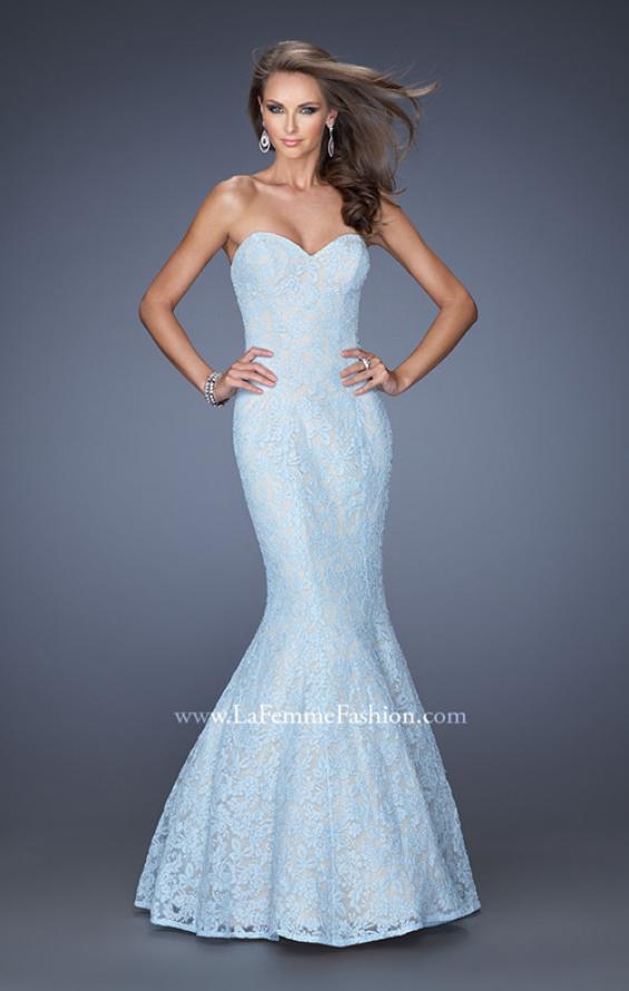 Picture of: Lace Mermaid Prom Dress with Fitted Silhouette in Blue, Style: 20047, Detail Picture 5
