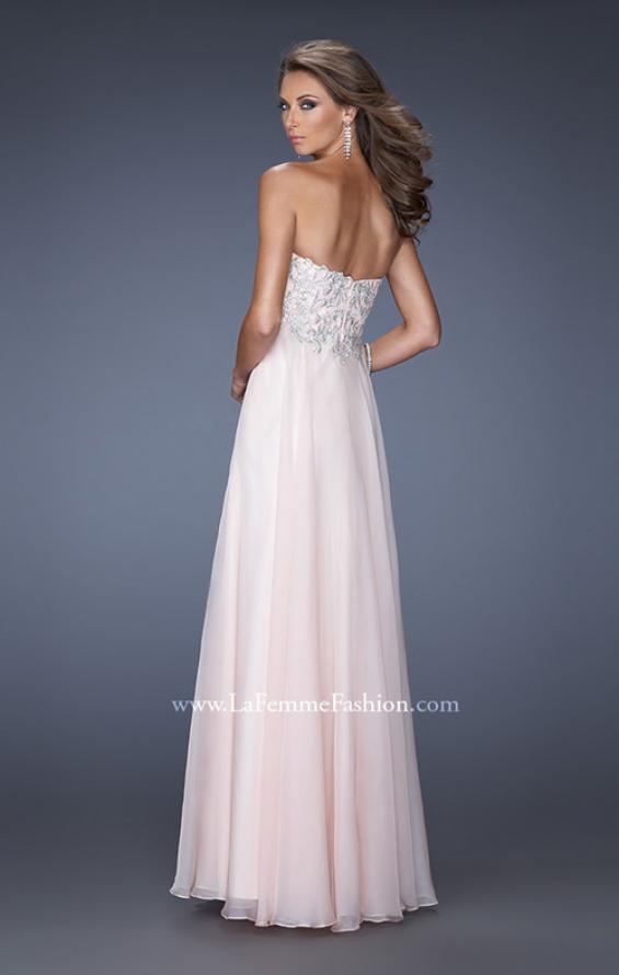 Picture of: Chiffon Prom Gown with Empire Waist and Jewels in Pink, Style: 20057, Back Picture
