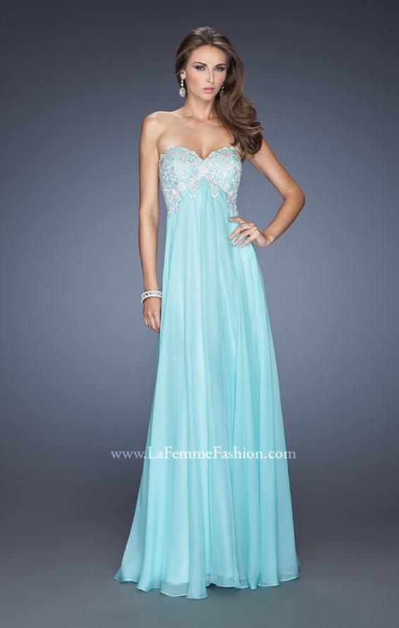 Picture of: Chiffon Prom Gown with Empire Waist and Jewels in Blue, Style: 20057, Detail Picture 1