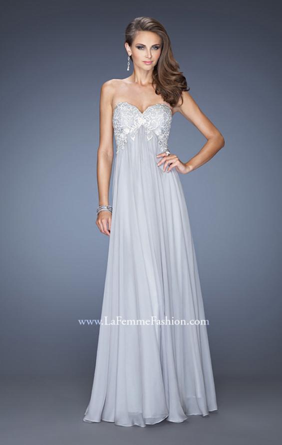 Picture of: Chiffon Prom Gown with Empire Waist and Jewels in Silver, Style: 20057, Detail Picture 2