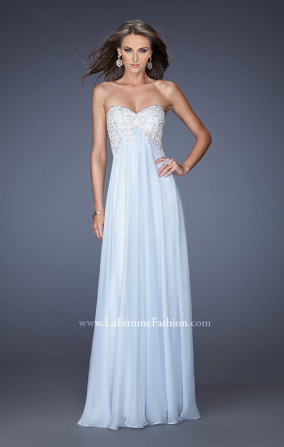 Picture of: Chiffon Prom Gown with Empire Waist and Jewels in Blue, Style: 20057, Detail Picture 3