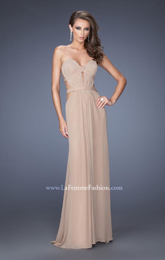 Picture of: Strapless Mini Dress with Floor Length Skirt Overlay in Nude, Style: 20094, Main Picture