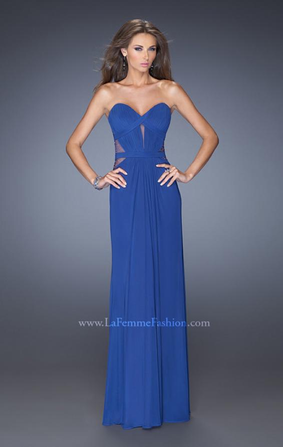 Picture of: Strapless Mini Dress with Floor Length Skirt Overlay in Blue, Style: 20094, Detail Picture 1