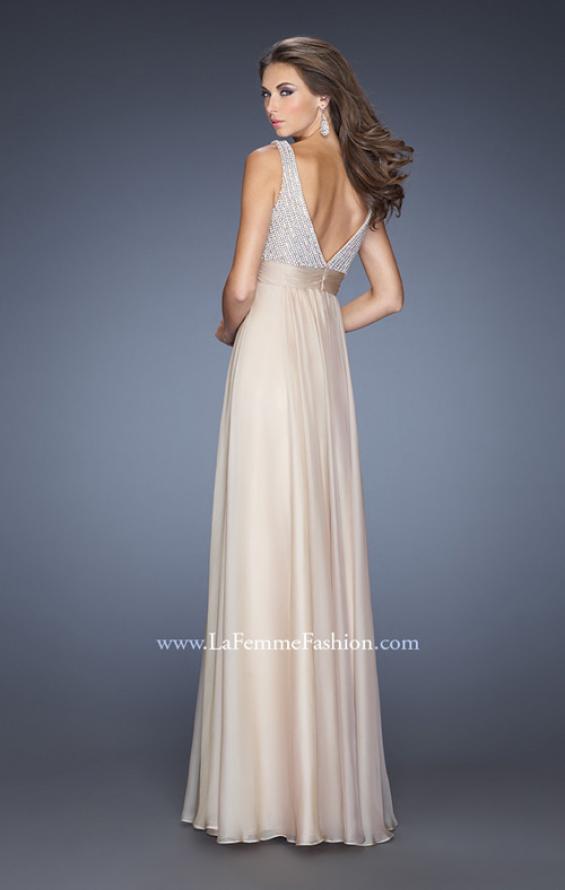 Picture of: Long Prom Gown with Chiffon Skirt and Gathered Waist in Nude, Style: 20203, Back Picture