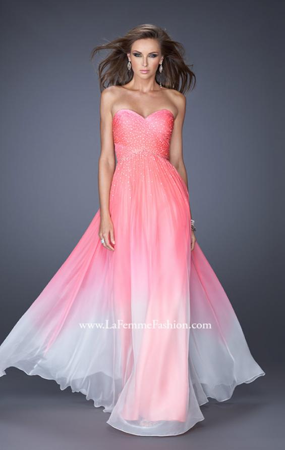 Picture of: Ombre Chiffon Prom Dress with Criss Cross Pleating in Pink, Style: 20404, Detail Picture 2