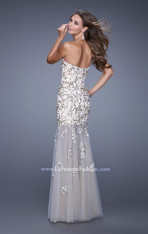 Picture of: Sweetheart Gown with Sheer Tulle Skirt and Lace Detail in White, Style: 20424, Back Picture