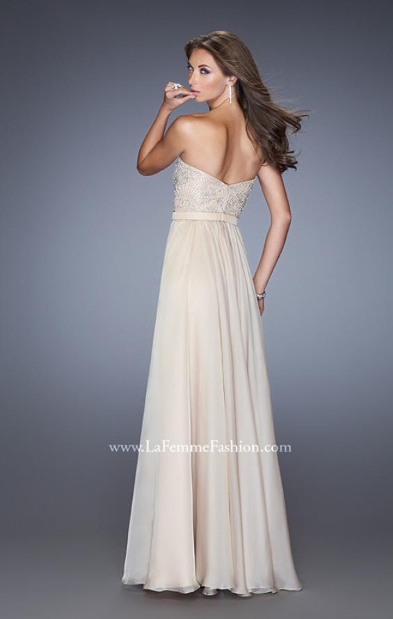 Picture of: Long Strapless Chiffon Prom Gown with Embellishments in Nude, Style: 20447, Detail Picture 4