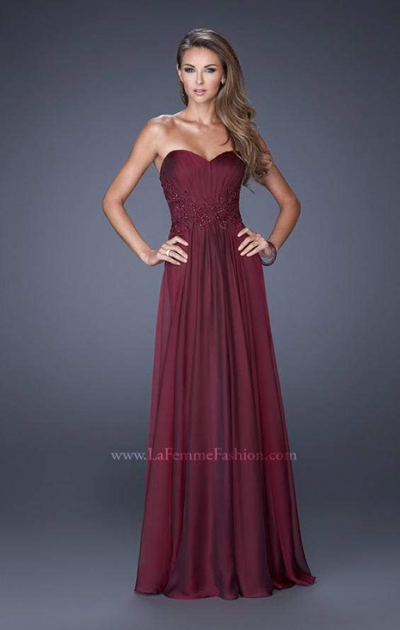 Picture of: Long Prom Gown with Jeweled Lace Accents on the Waist in Red, Style: 20449, Detail Picture 1
