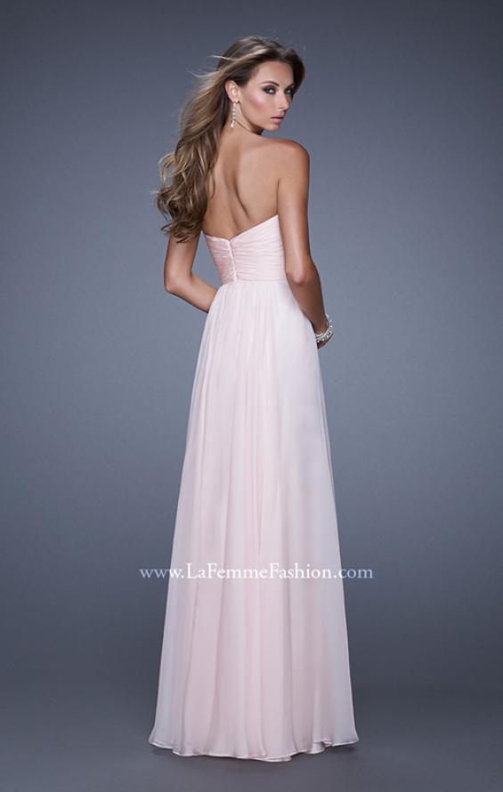 Picture of: Long Chiffon Prom Dress with Beaded Lace Appliques in Pink, Style: 20535, Back Picture