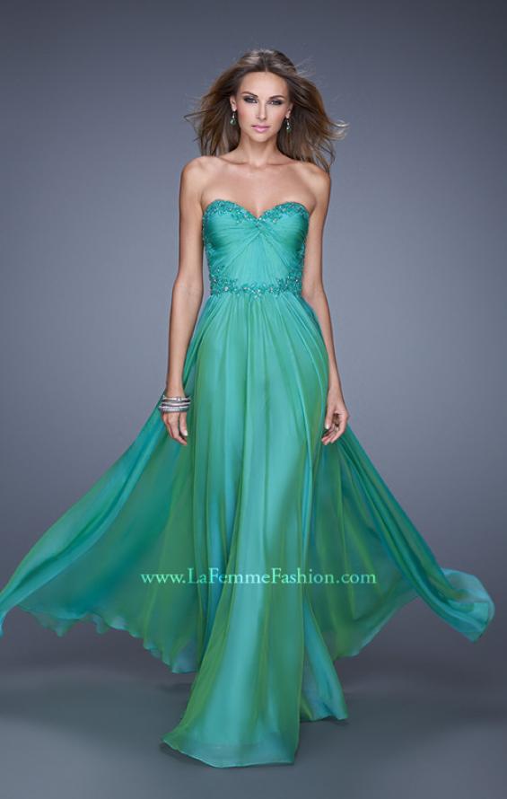 Picture of: Beaded Lace Applique Sweetheart Neckline Prom Dress in Green, Style: 20669, Detail Picture 3