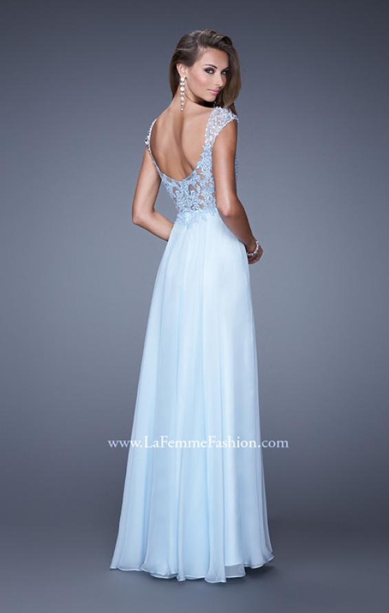 Picture of: Beaded Lace Sweetheart Prom Dress with Sheer Straps in Blue, Style: 20701, Back Picture