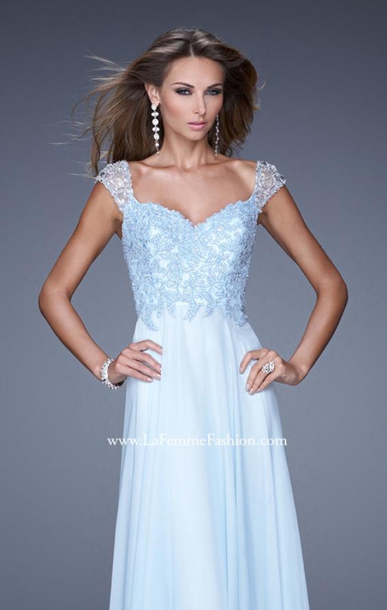 Picture of: Beaded Lace Sweetheart Prom Dress with Sheer Straps in Blue, Style: 20701, Detail Picture 1