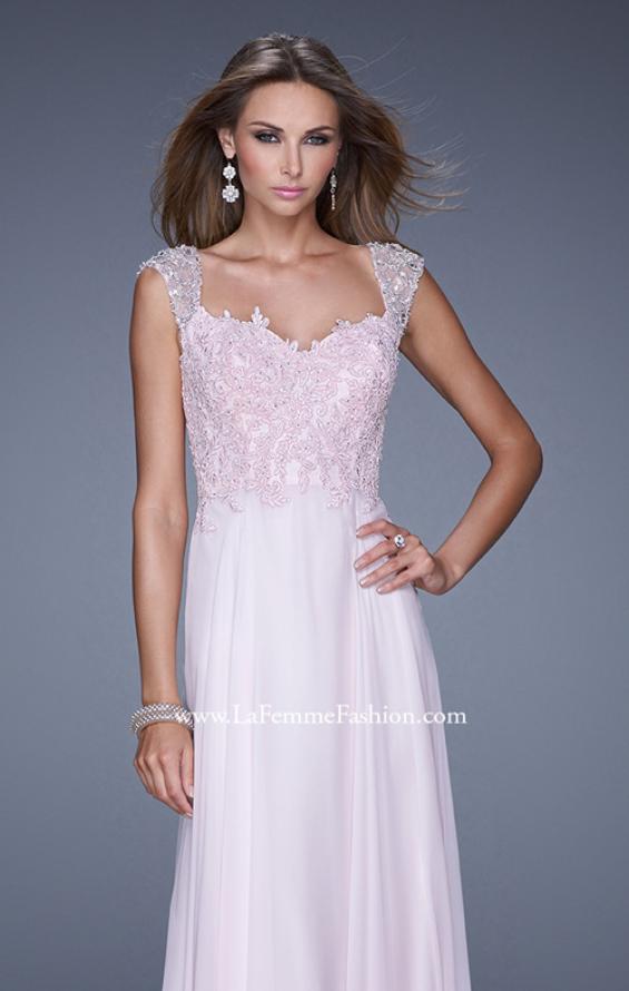 Picture of: Beaded Lace Sweetheart Prom Dress with Sheer Straps in Pink, Style: 20701, Detail Picture 6