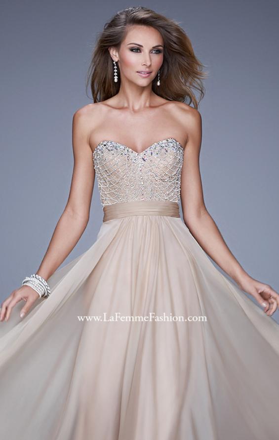 Picture of: Vintage Inspired Strapless Prom Dress with Embellishments in Nude, Style: 20708, Detail Picture 1