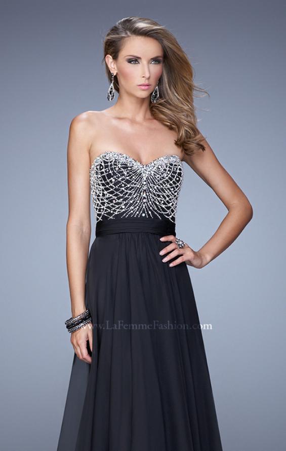 Picture of: Vintage Inspired Strapless Prom Dress with Embellishments in Black, Style: 20708, Detail Picture 4