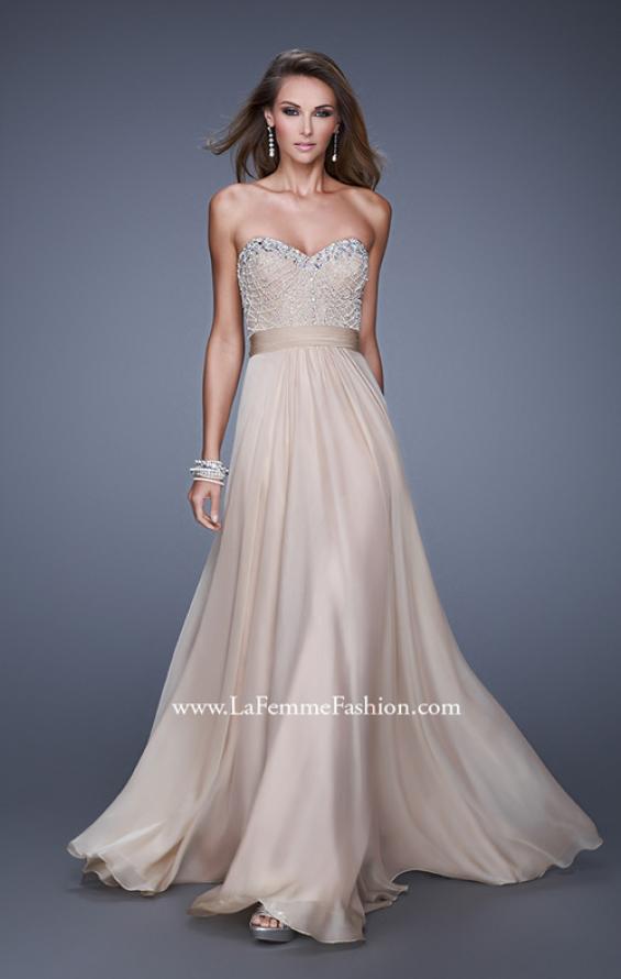 Picture of: Vintage Inspired Strapless Prom Dress with Embellishments in Nude, Style: 20708, Detail Picture 6