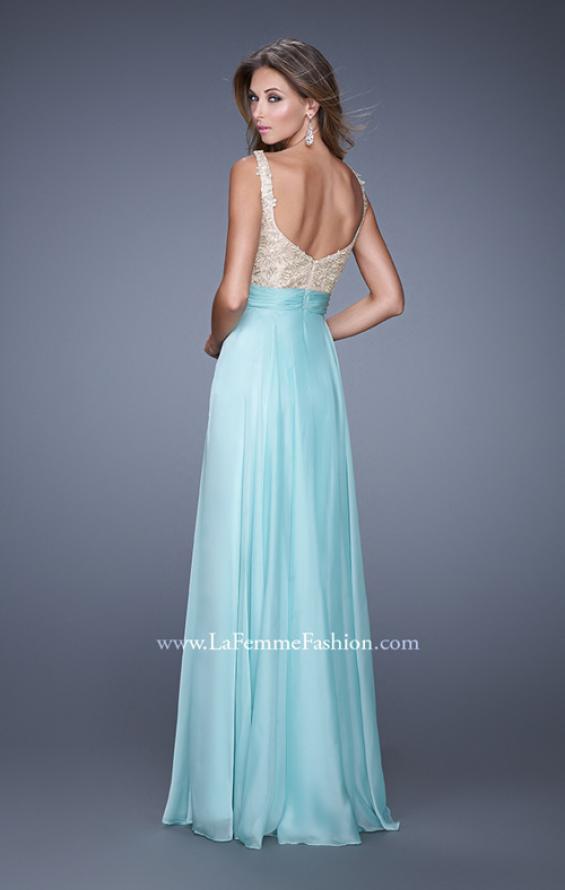 Picture of: Long Chiffon Prom Gown with Sweetheart Neckline in Aqua, Style: 20709, Back Picture
