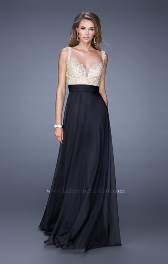 Picture of: Long Chiffon Prom Gown with Sweetheart Neckline in Black, Style: 20709, Detail Picture 2