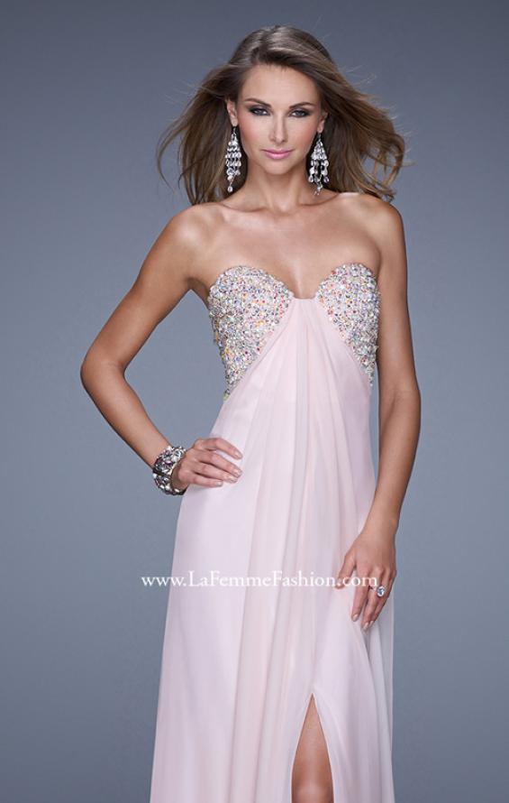 Picture of: Strapless Chiffon Dress with Embellished Back Straps in Pink, Style: 20784, Detail Picture 7