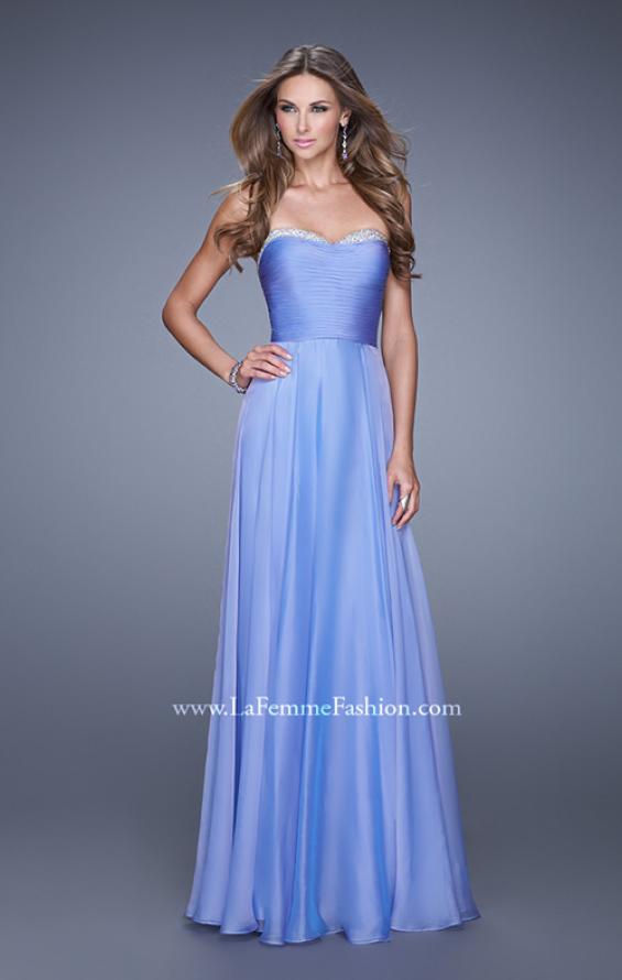 Picture of: Ruched and Beaded Long Chiffon Prom Dress in Purple, Style: 20901, Detail Picture 2