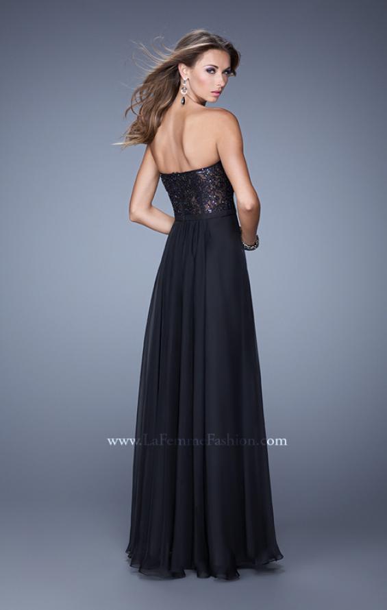 Picture of: Simple Strapless Prom Dress with Beaded Lace Detail in Black, Style: 20937, Back Picture