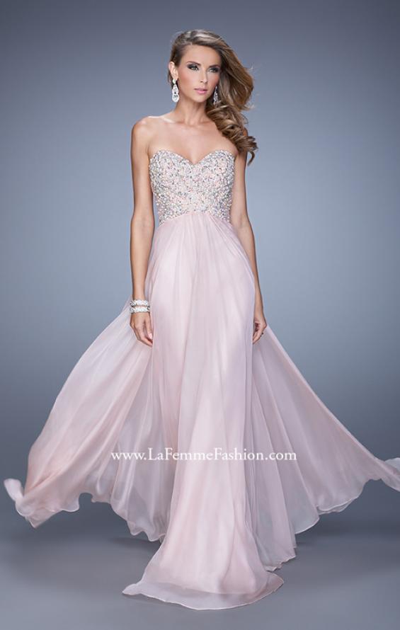 Picture of: Chiffon Prom Dress with Sweetheart Neckline and Pearls in Pink, Style: 20952, Detail Picture 2