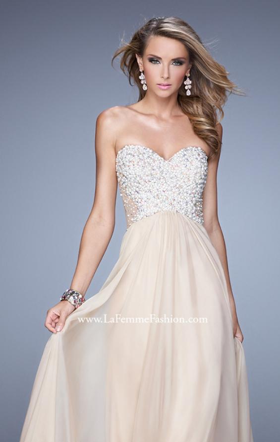 Picture of: Chiffon Prom Dress with Sweetheart Neckline and Pearls in Nude, Style: 20952, Detail Picture 5