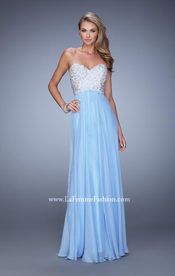 Picture of: Chiffon Prom Dress with Sweetheart Neckline and Pearls in Blue, Style: 20952, Detail Picture 6