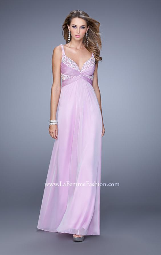 Picture of: Long Chiffon Prom Dress with Gathered Knot Detailing in Wisteria, Style: 20978, Detail Picture 2