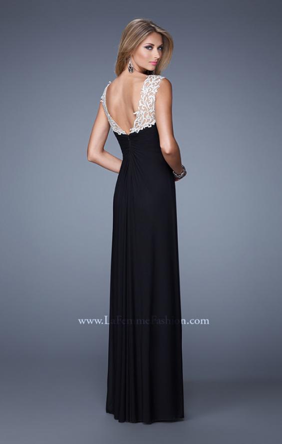 Picture of: Classic Dress with Sheer Straps and Gathered Knot Detail in Black, Style: 21104, Back Picture